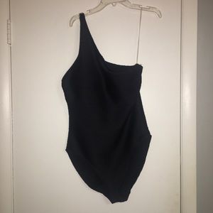 Lauren Ralph Lauren Black One Shoulder Swimsuit